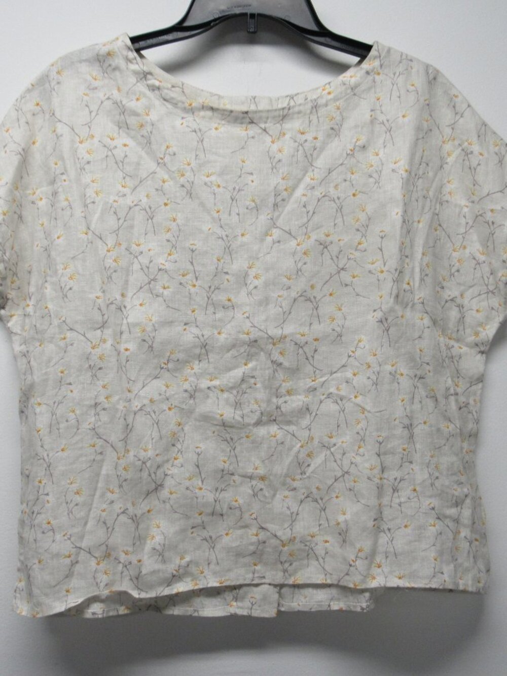 Cynthia Rowley 100% Linen Boxy Button Back Boho Floral Blouse Top Shirt sz Small - Picture 2 of 4